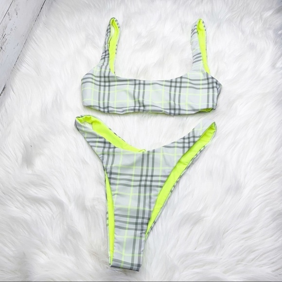 NWOT Sahara Ray Plaid High Cut Two Piece Bikini - Picture 3 of 10